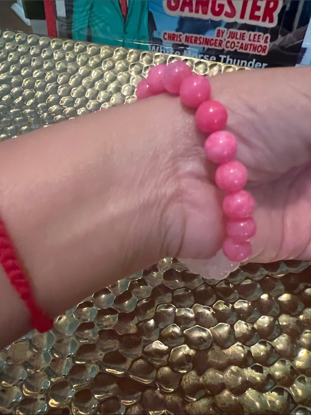 #2520**Love Pink Beaded Stretch Bracelet - Natural Handmade Jewelry - Picture 3 of 17